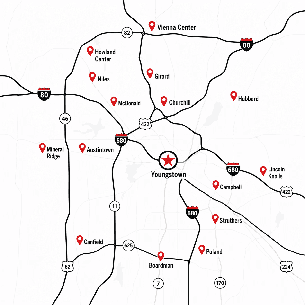 Locations we serve in the Ohio Valley and Surrounding Areas