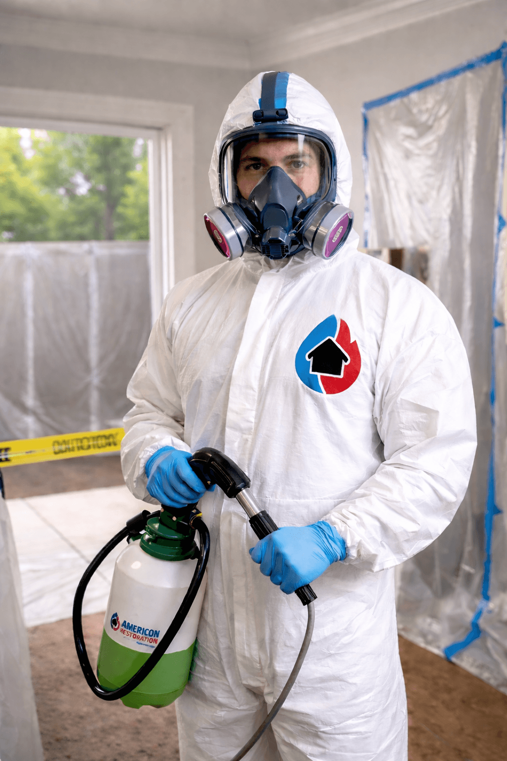 Americon Ohio Valley PPE technician inside residential setting